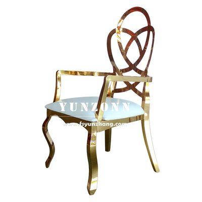 Buon prezzo Arredamento da sposa di lusso Rosa intagliata a schiena Sedile da ristorante per hotel Sedile da banchetto in acciaio inossidabile oro in linea