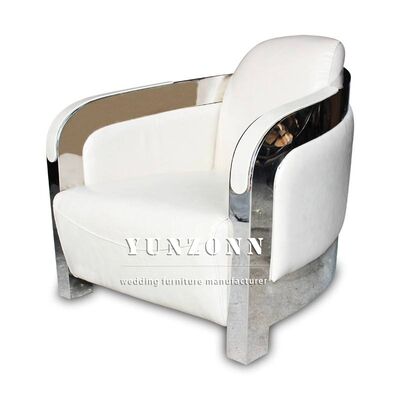 Prezzo buono Divano singolo in stile nordico con pelle e struttura in acciaio inossidabile per l'arredamento del soggiorno dell'hotel in linea