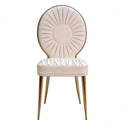 qualità Sedie di lusso per matrimoni in acciaio inossidabile dorato e pelle PU per eventi e ricevimenti fabbrica