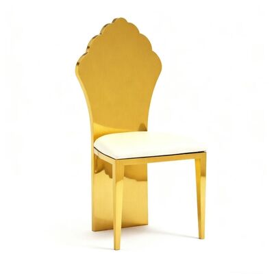Prezzo buono Luxury Modern White Leather Gold Stainless Steel Re e Regina Royal Wedding Chair in linea