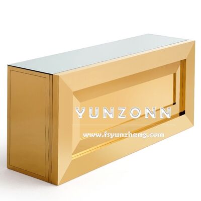 Prezzo buono Tavolo Bancone Bar Contempo con Design Moderno in Acciaio Inossidabile Colore Oro per Arredamento da Pranzo Esterno Hotel Mobili per Eventi Matrimoni in linea