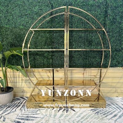 Prezzo buono Bar in acciaio inossidabile di lusso Barrequino Champagne Dessert Display Rack Arco metallico Stand per banchetto di nozze in linea