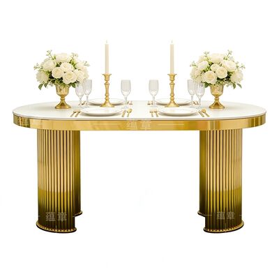 Prezzo buono Hot Sell Stainless Steel Wedding Party Tables Mdf Top Wedding Vip Bridal Table Luxury Gold Wedding Table per mobili di eventi in linea