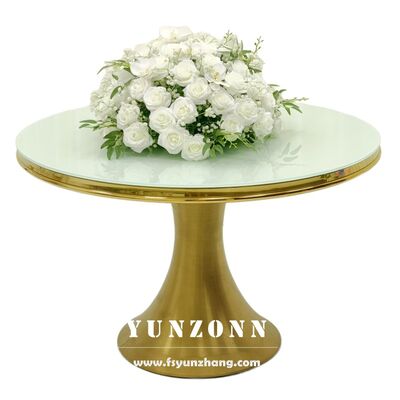 Prezzo buono Nuovo arrivo Luxury Design Oro Acciaio Inossidabile Matrimonio Tavolo rotondo da pranzo per eventi usati in linea