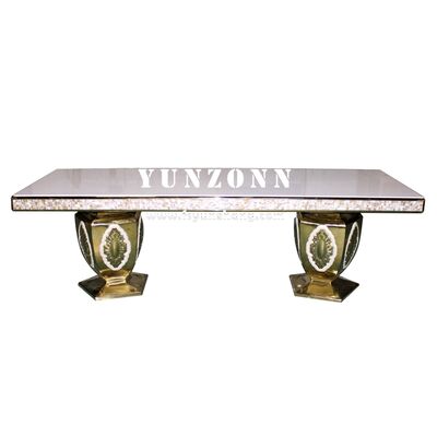 Prezzo buono Nuovo Design Tavolo da Pranzo in Acciaio Inossidabile per Matrimoni Tavolo in Metallo Dorato per Eventi in linea