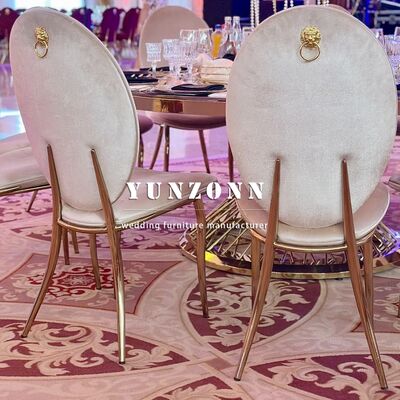 Prezzo buono Sedia da matrimonio in velluto dorato e acciaio inossidabile di buona qualità, stile Re Leone Reale, per eventi in linea