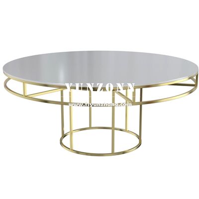 Prezzo buono Supporto per torta in acciaio inossidabile dorato con piano in vetro di alta qualità per decorazioni per feste e matrimoni in linea