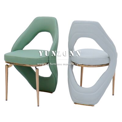 Prezzo buono Polyurethane di pelle di lusso rosa oro metallo sedia per svago ristorante hotel ricezione catering sedia per eventi in linea