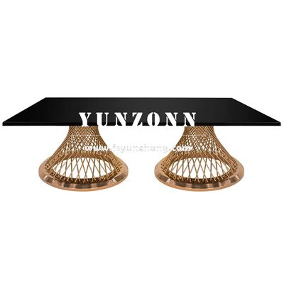 Prezzo buono Personalizza tavoli da sposa in acciaio inossidabile oro rettangolare Moderno design in metallo per la ristorazione Ristoranti Feste Alberghi Sale in linea