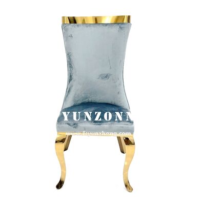 Prezzo buono Sedia da pranzo di lusso moderna ed elegante con schienale alto, imbottita, per ristorante, in velluto grigio e acciaio inossidabile, Silla Comedor in linea
