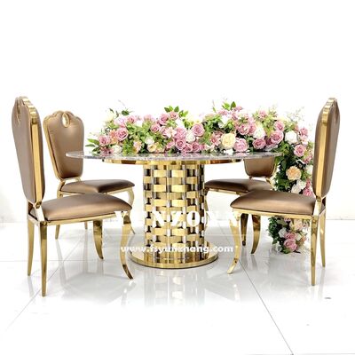 Prezzo buono Modern Luxury Round Tables and Chairs Set New Style Base in acciaio inossidabile per pranzo Eventi all' aperto Alberghi e cucine in linea
