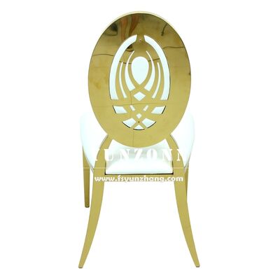 Prezzo buono Sedia per eventi e matrimoni in acciaio inossidabile 304 con schienale ovale e design floreale in linea