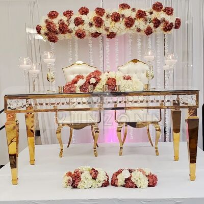 Prezzo buono Tavoli da pranzo quadrati di lusso con struttura in acciaio inossidabile e decorazioni in cristallo per matrimoni e hotel - per eventi eleganti in linea