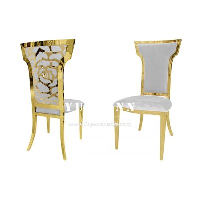 Prezzo buono Modello di fiori retro Arredamento per matrimoni Metallo oro Banchetto Sedile da pranzo Moderno lusso in linea