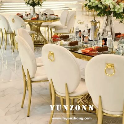 Prezzo buono Sala da banchetto retro rotondo velluto oro in acciaio inossidabile ristorante eventi di matrimonio sedia in linea