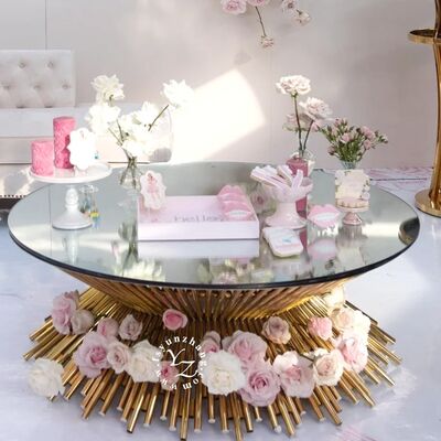 Prezzo buono Divino tavolo da caffè di lusso con base metallica di filo e specchio Top Designer Arredamento del soggiorno e centro della decorazione della casa in linea