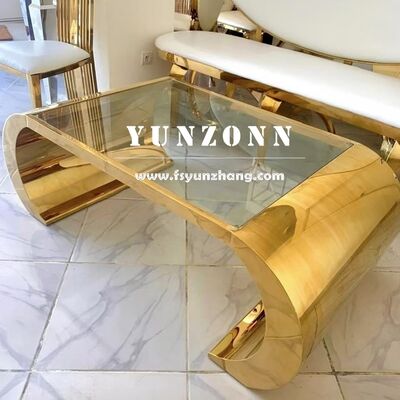 Prezzo buono Tavolo da caffè ovale per soggiorno Acciaio inossidabile con specchio d'oro Elegante design contemporaneo in linea