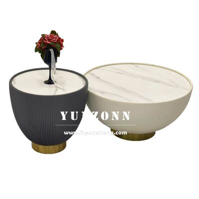 Prezzo buono Tavolo da caffè rotondo bianco con piastra per uso in soggiorno o in hotel in linea