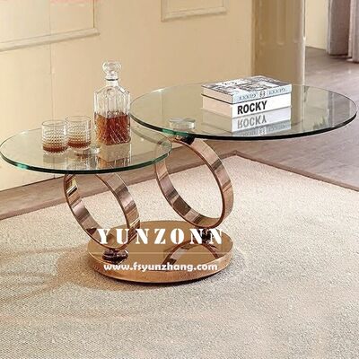 Prezzo buono Tavolo da caffè multifunzionale moderno con vetro doppio temperato rotante design rotante soggiorno sala da pranzo casa cucina camera da letto in linea