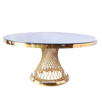 Prezzo buono Furniture di lusso Evento Festa Glod Acciaio inossidabile vetro Rete di pesce Sala da banchetto Tavoli per il matrimonio in linea