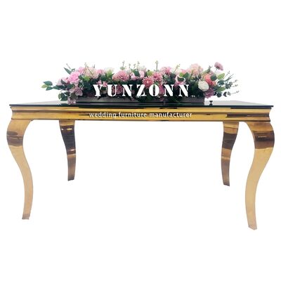 Prezzo buono Set da tavola da pranzo in stile europeo all'ingrosso vetro temperato nero moderno con acciaio inossidabile per banchetti o hotel in linea