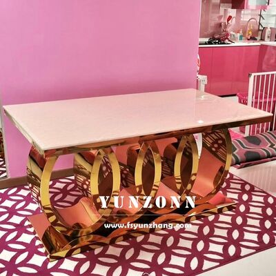 Prezzo buono Tavolo da pranzo di lusso moderno Audi in stile italiano con piano in marmo anticato in acciaio e metallo per uso in cucina, hotel e sala da pranzo domestica in linea