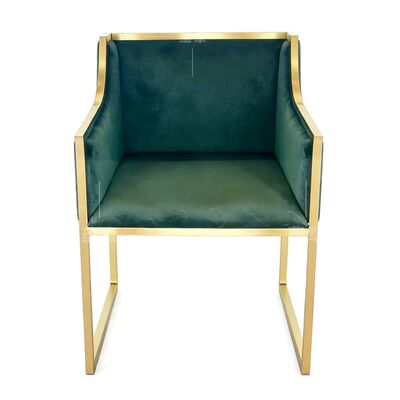 Prezzo buono Giardino all'aperto Ristorante Hotel Banchetto Sala da pranzo Arredamento In acciaio inossidabile Oro Leg Stoffa di acciaio inossidabile Velvet Verde scuro Sedie da sposa in linea