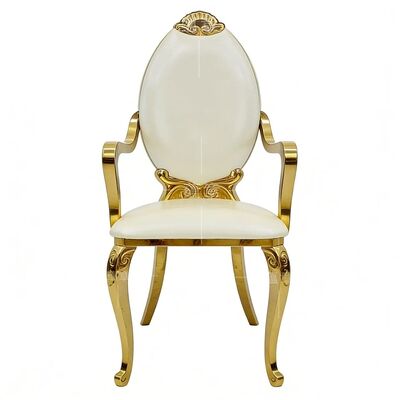 Prezzo buono Sedia da pranzo moderna di lusso in acciaio inossidabile dorato, durevole, con schienale alto, per hotel, appartamenti e uso esterno in linea