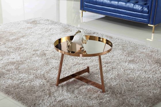 Prezzo buono Tavolino da salotto brillante interno di acciaio inossidabile intorno a Rose Gold Living Room Furniture in linea