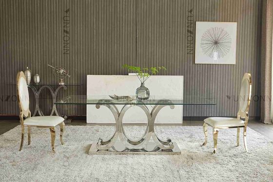 Prezzo buono 10 tavolo da pranzo moderno di Seaters ss con vetro temperato smontabile in linea