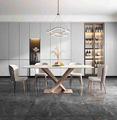 Prezzo buono Semplicemente X struttura superiore di marmo moderna di lusso bassa di acciaio inossidabile dei tavoli da pranzo 6 8 Seater in linea