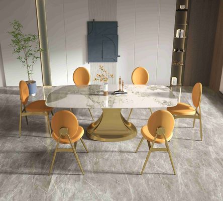 Prezzo buono 201 salone basso a forma di del seater di lusso del tavolo da pranzo 6 della raccolta dell'oro di acciaio inossidabile in linea